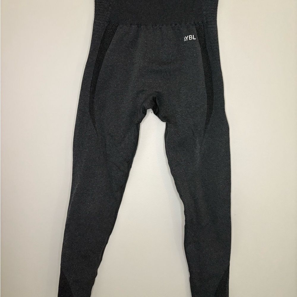 AYBL Seamless High Waisted Leggings Gray Mesh Panel Approx S